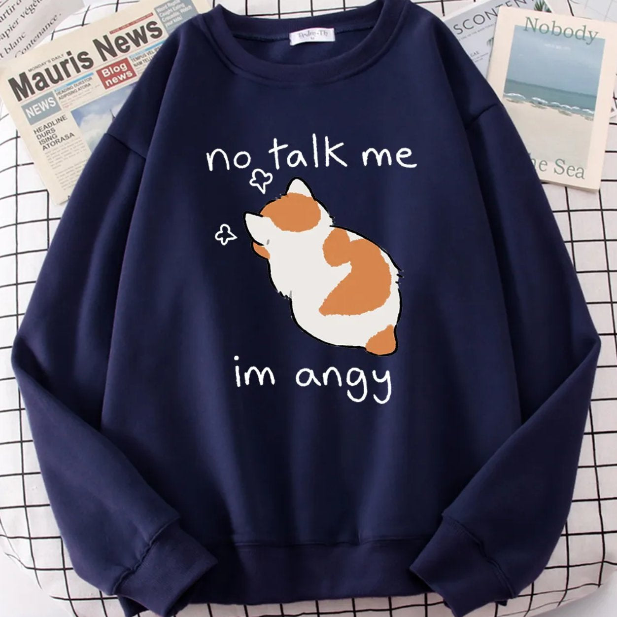 "No Talk Me" Angry Cat Sweater