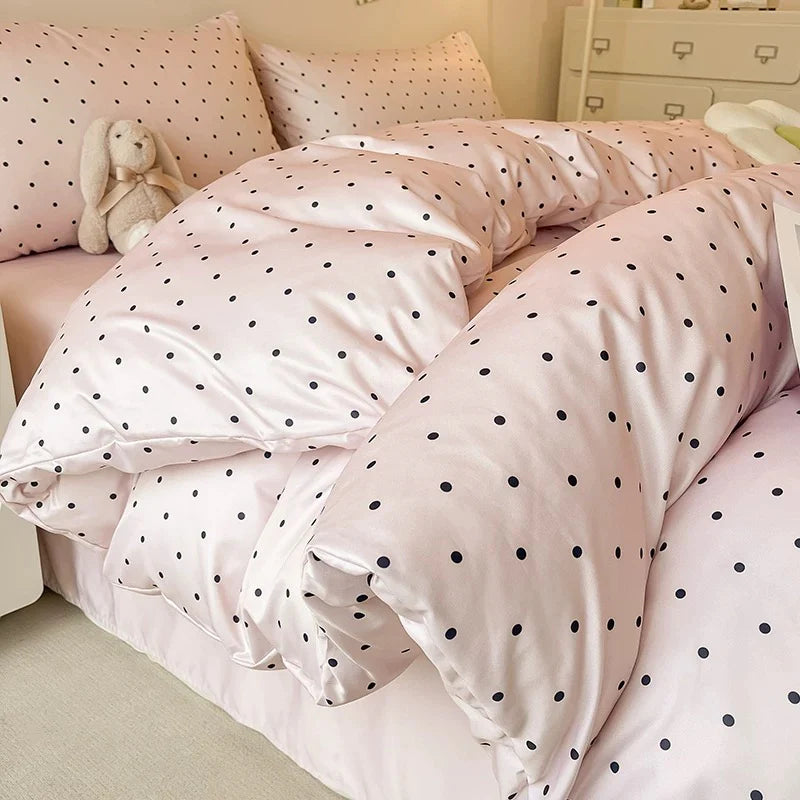 Polka Dot Satin Duvet Cover Set