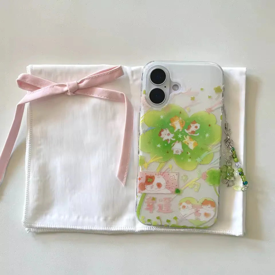 Lucky Cat Clover iPhone Case