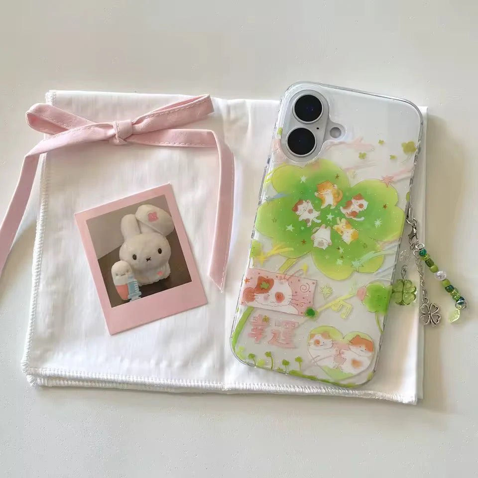 Lucky Cat Clover iPhone Case