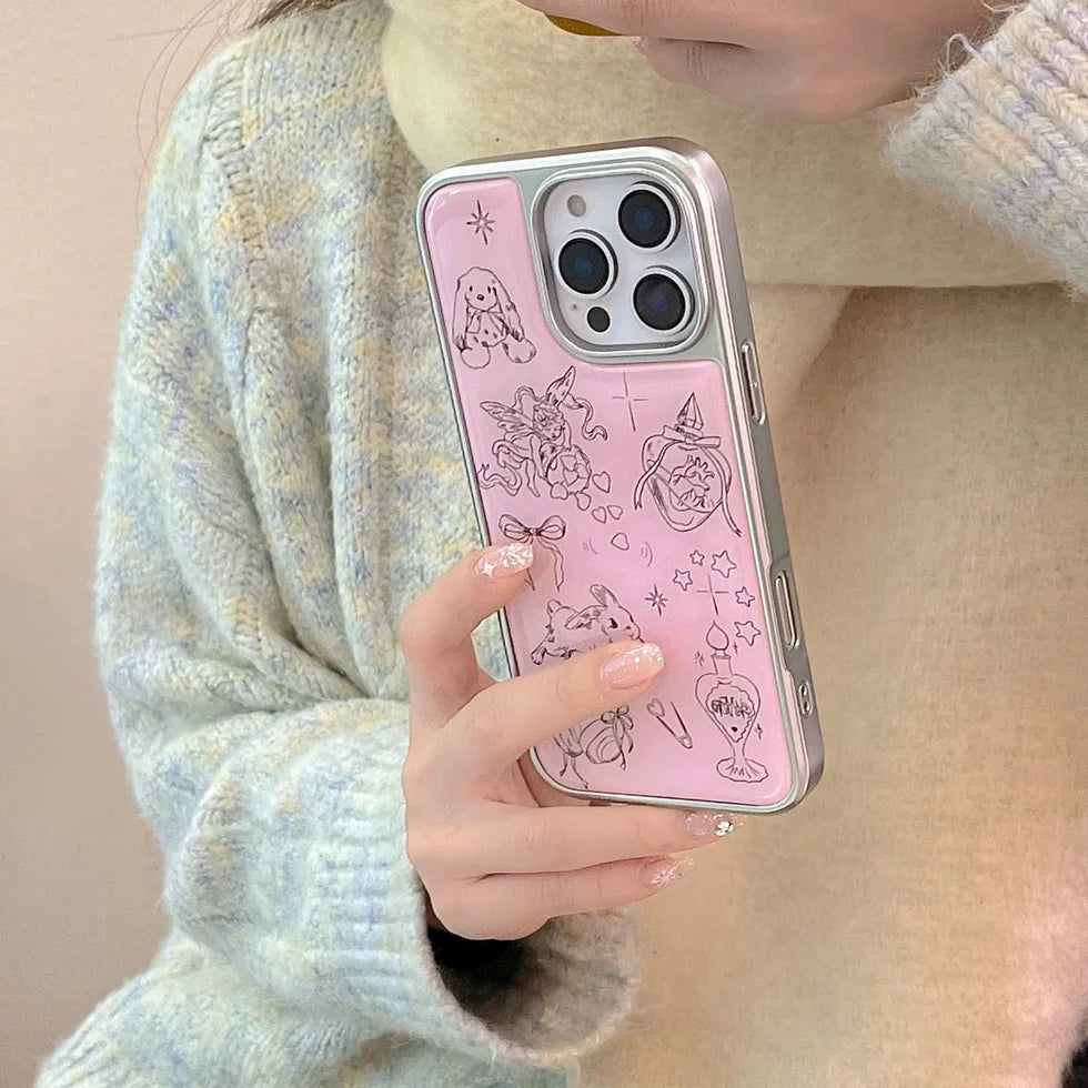 Pink Angel Bunny iPhone Case