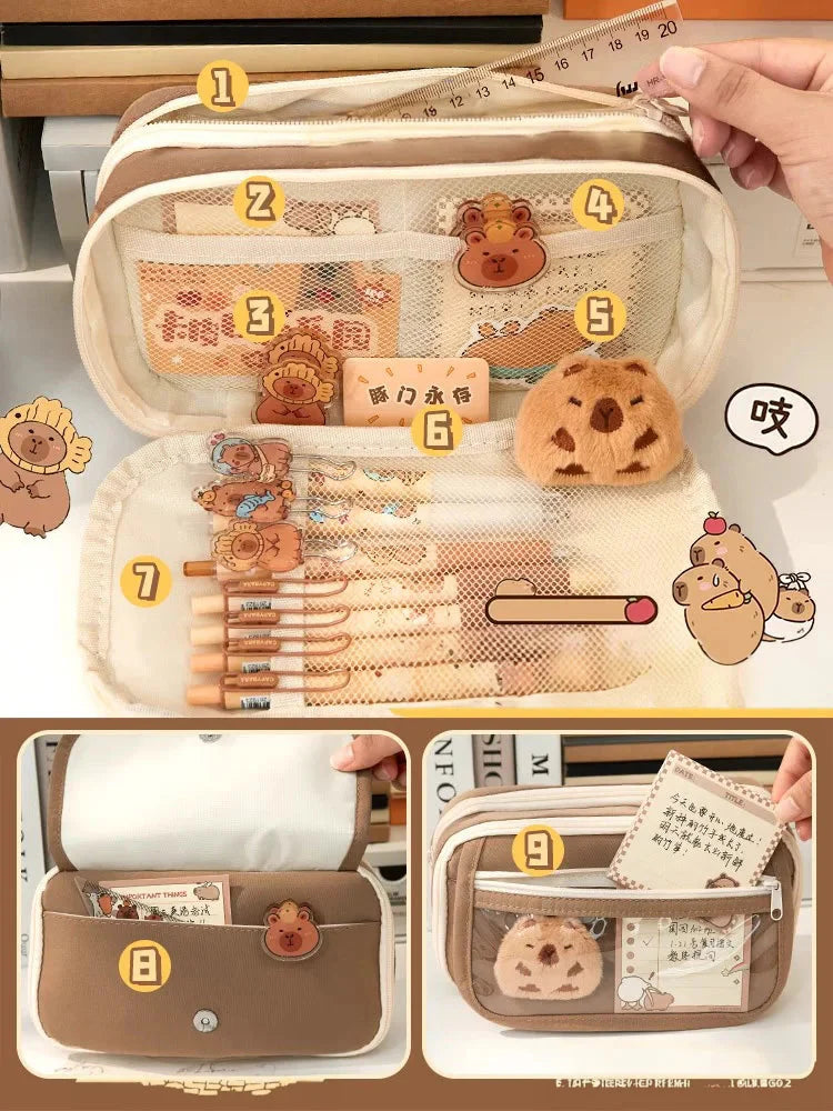 Cute Capybara Stationary Pencil Case