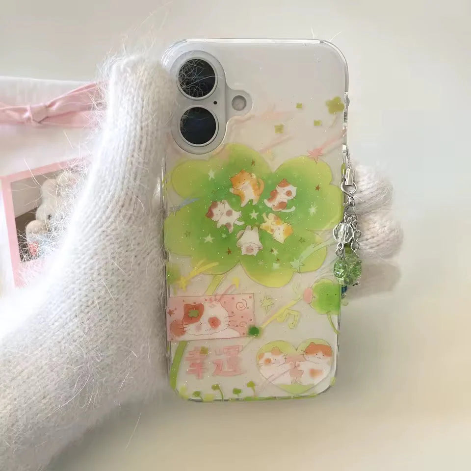 Lucky Cat Clover iPhone Case
