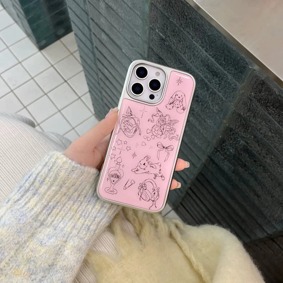Pink Angel Bunny iPhone Case