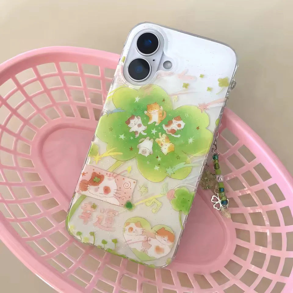 Lucky Cat Clover iPhone Case
