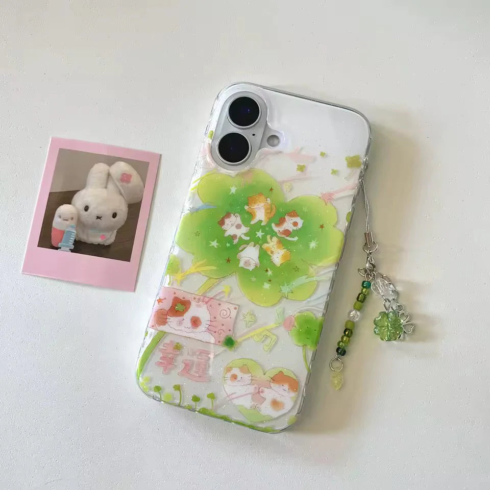 Lucky Cat Clover iPhone Case